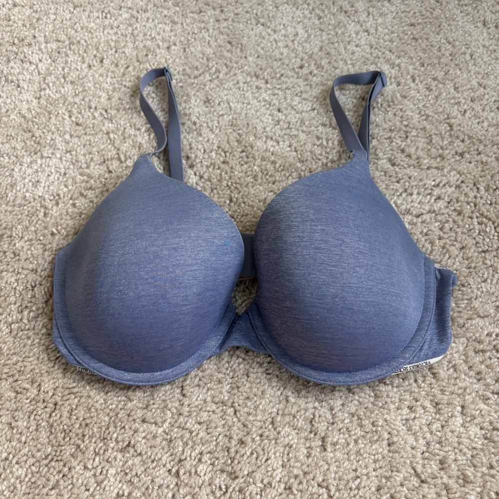 Victoria's Secret Lightly Lined‎ Demi Bra Everyday Comfort Blue 34D Adj Straps